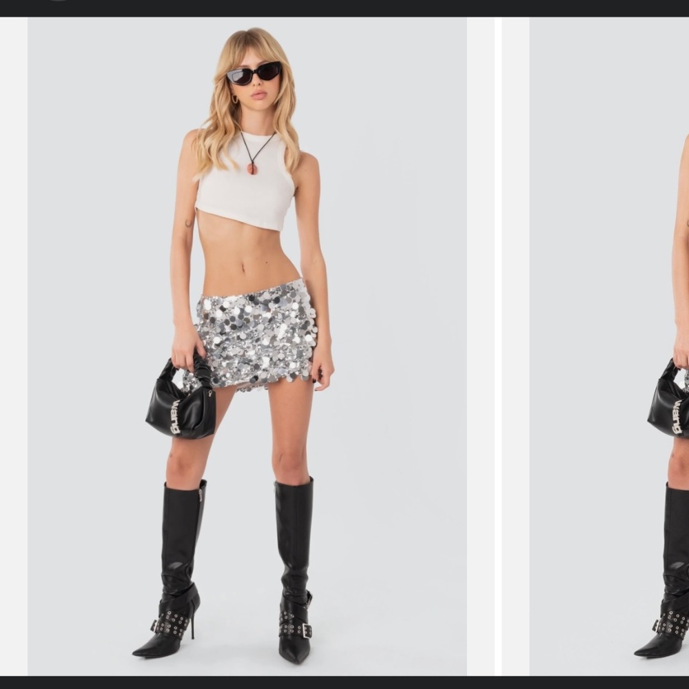 Edikted silver sequin skirt
